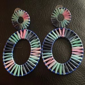 Earrings. Hoops. Blues and pink. Unique.
